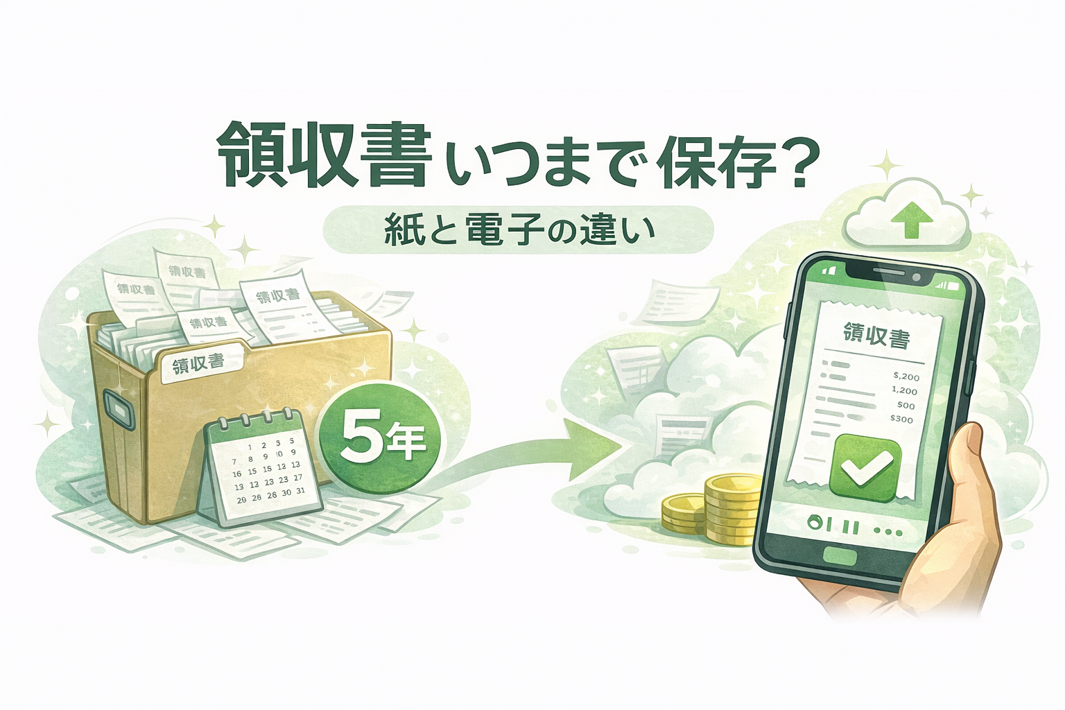 紙の領収書はいつまで保管すればいい？電子保存との違いを整理